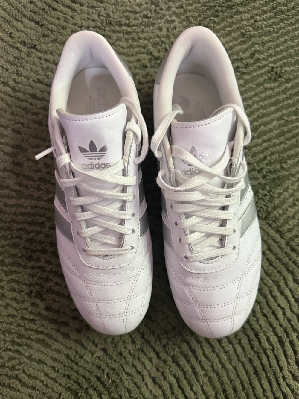 adidas Women’s White Sneakers with Silver Stripes